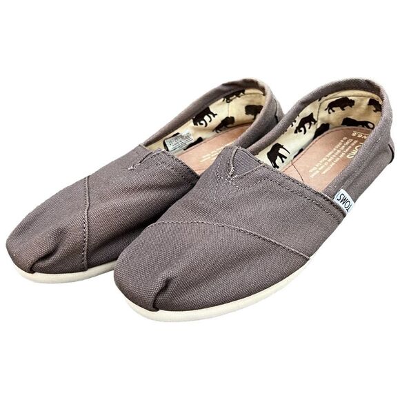 Toms Classic Slip On Canvas Shoe Canvas 6.5 (women’s) color: Ash grey/beige - Picture 2 of 12